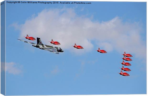   Final Vulcan flight with the red arrows 4 Canvas Print by Colin Williams Photography