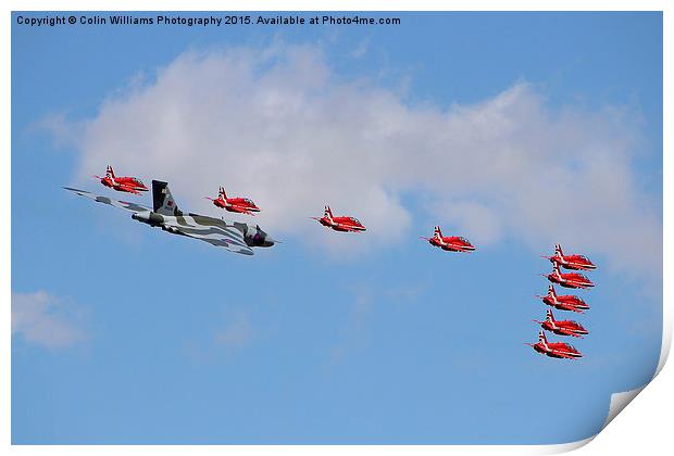   Final Vulcan flight with the red arrows 4 Print by Colin Williams Photography