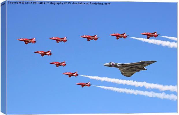  Final Vulcan flight with the red arrows 7 Canvas Print by Colin Williams Photography