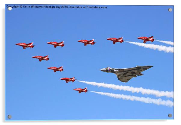  Final Vulcan flight with the red arrows 7 Acrylic by Colin Williams Photography