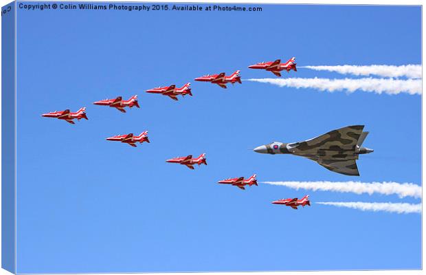  Final Vulcan flight with the red arrows 8 Canvas Print by Colin Williams Photography