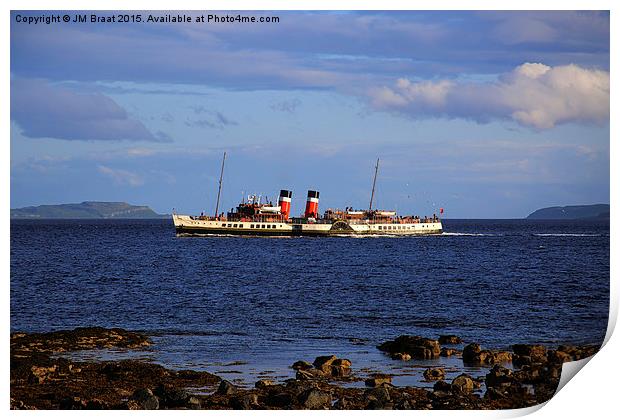 Majestic Paddle Steamer on the Firth of Clyde Print by Jane Braat
