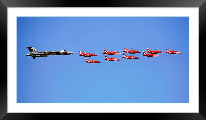Vulcan With The Red Arrows Framed Mounted Print by J Biggadike