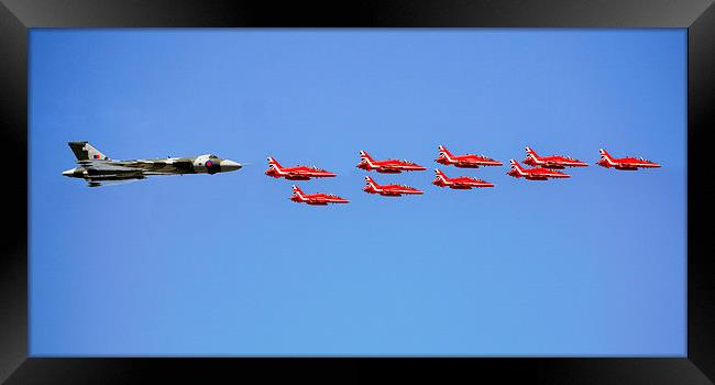 Vulcan With The Red Arrows Framed Print by J Biggadike