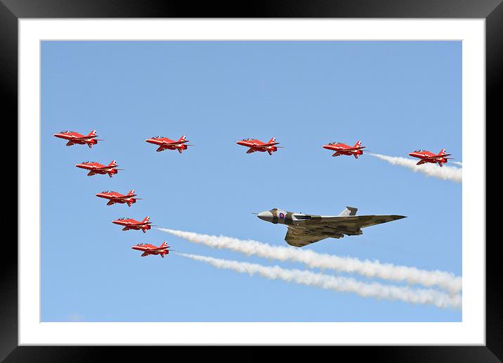 XH558 with The Reds Arrows Framed Mounted Print by J Biggadike