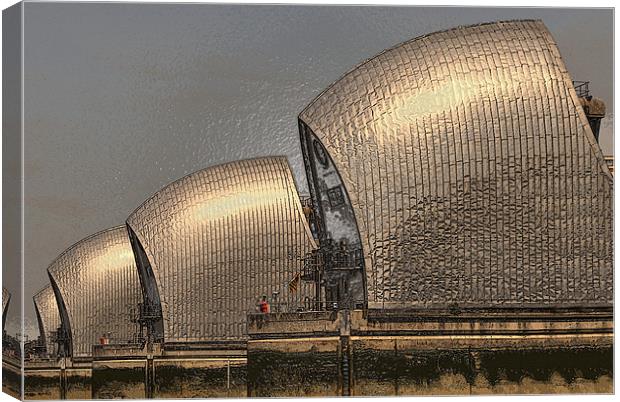Thames Barrier Wrapped Canvas Print by Karen Martin