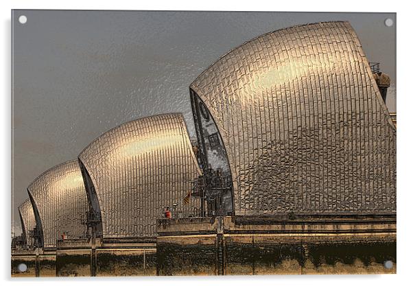 Thames Barrier Wrapped Acrylic by Karen Martin