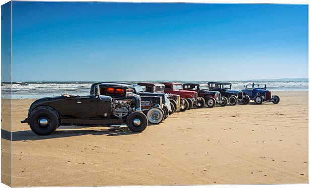 Hot rods on the beach Canvas Print by Dean Merry