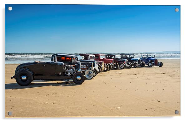 Hot rods on the beach Acrylic by Dean Merry