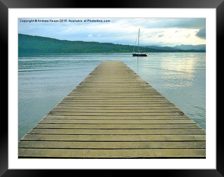  Still Water jetty in the Lake District on lake Wi Framed Mounted Print by Andrew Heaps