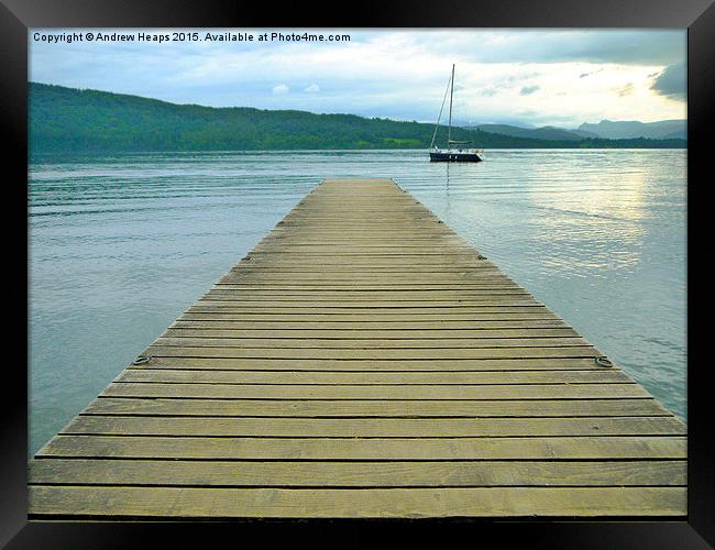 Still Water jetty in the Lake District on lake Wi Framed Print by Andrew Heaps