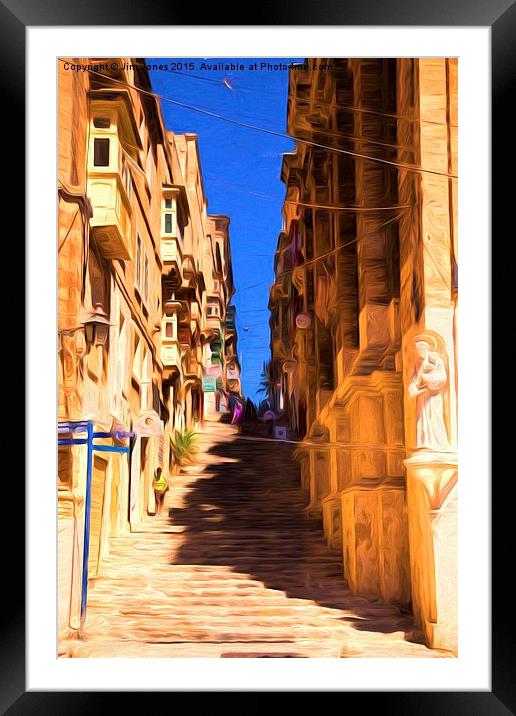  Valletta stairs Framed Mounted Print by Jim Jones