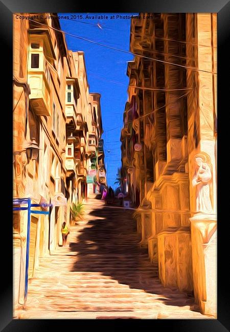  Valletta stairs Framed Print by Jim Jones