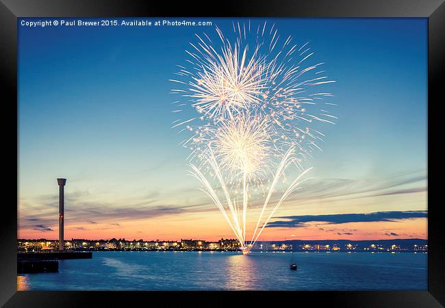  FIREWORKS IN WEYMOUTH Framed Print by Paul Brewer