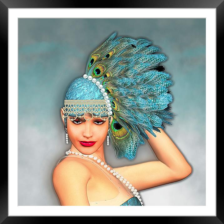 Roaring 20's Flapper Girl Portrait Framed Mounted Print by Tanya Hall