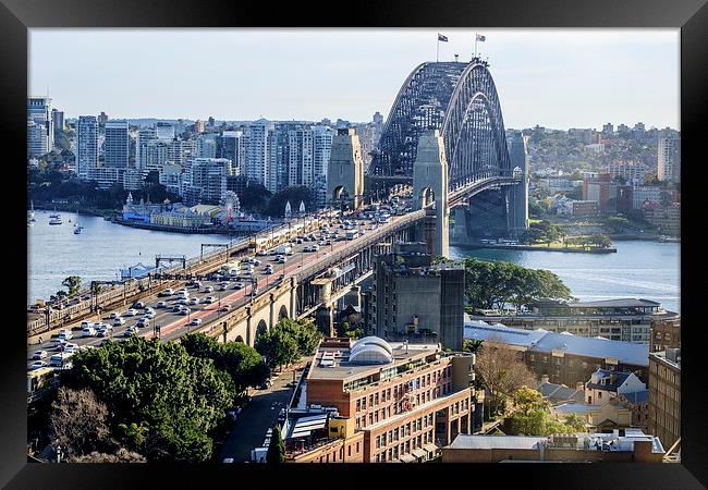  Rush Hour Sydney Harbour Bridge Framed Print by peter tachauer