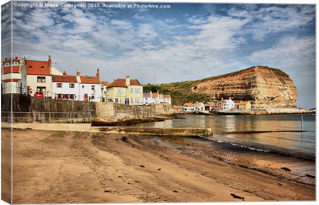  Staithes Fishing Village Canvas Print by Marie Castagnoli