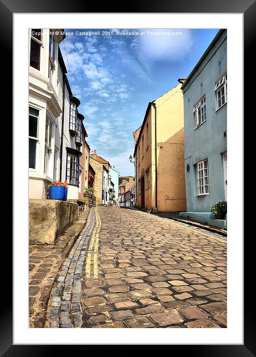 Ye Old Cobbled High Street Framed Mounted Print by Marie Castagnoli