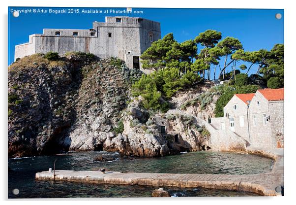 Fort Lovrijenac and Bay Pier in Dubrovnik Acrylic by Artur Bogacki