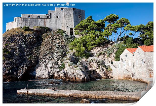 Fort Lovrijenac and Bay Pier in Dubrovnik Print by Artur Bogacki