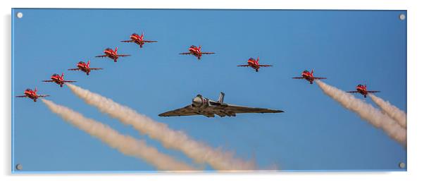  Avro Vulcan XH558 and the Red Arrows perform a fi Acrylic by stuart bennett