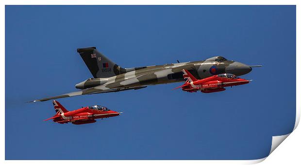  Red 6 and Red 8 Escort the XH558 the Avro Vulcan Print by stuart bennett