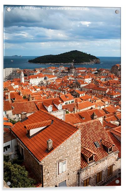 Old Town of Dubrovnik and Lokrum Island Acrylic by Artur Bogacki