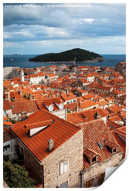 Old Town of Dubrovnik and Lokrum Island Print by Artur Bogacki