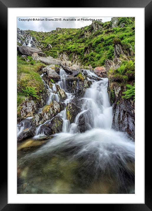 Tryfan Mountain Rapids Framed Mounted Print by Adrian Evans