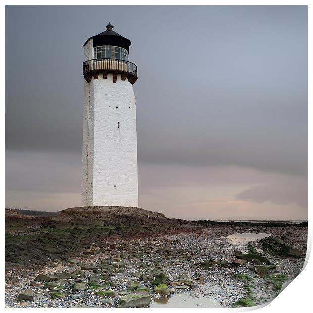 Southerness Lighthouse at Sunset Print by Maria Gaellman