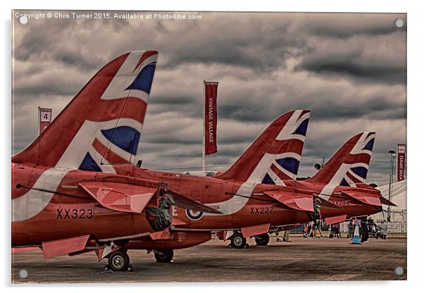  RIAT 2015 - Red Arrows on the ground Acrylic by Chris Turner