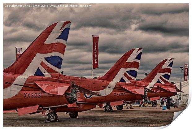 RIAT 2015 - Red Arrows on the ground Print by Chris Turner