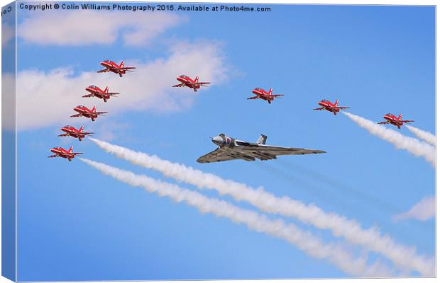  Final Vulcan flight with the red arrows 9 Canvas Print by Colin Williams Photography
