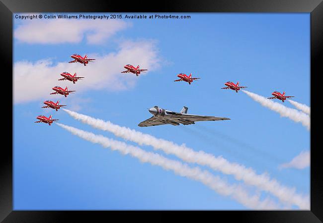  Final Vulcan flight with the red arrows 9 Framed Print by Colin Williams Photography