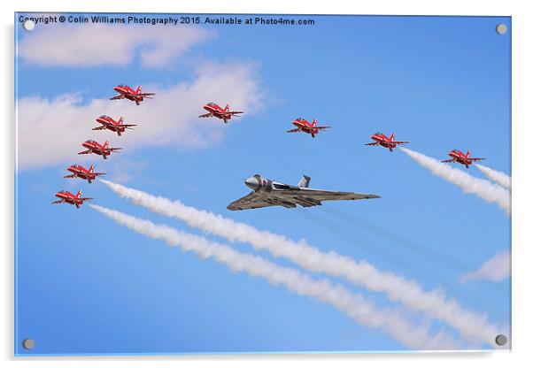  Final Vulcan flight with the red arrows 9 Acrylic by Colin Williams Photography