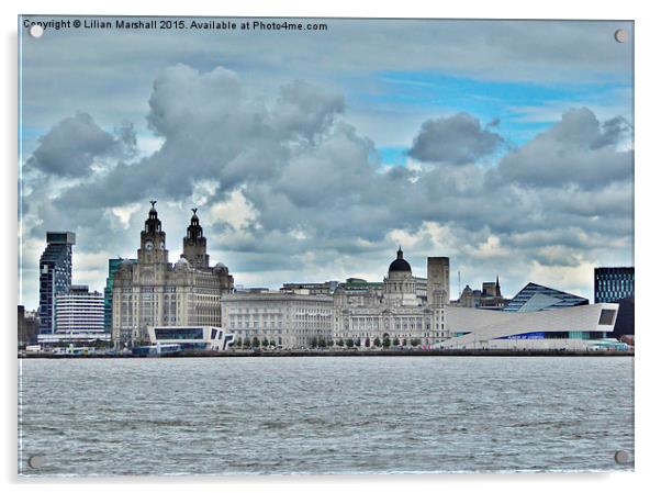  Liverpool Pier Head.  Acrylic by Lilian Marshall