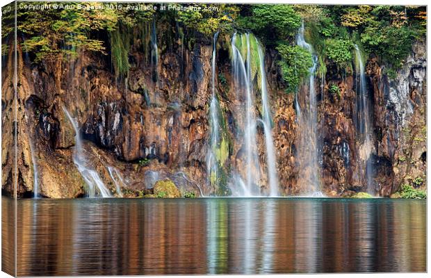 Waterfall and Reflections in Water Canvas Print by Artur Bogacki