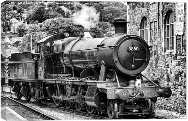  Black and white painting of Steam Train number 38 Canvas Print by Mary Fletcher