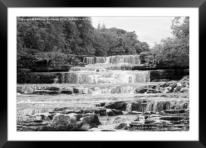  AYSGARTH FALLS BLACK AND WHITE Framed Mounted Print by Anthony Kellaway