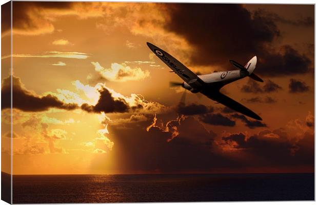Spitfire Over The Water Canvas Print by J Biggadike