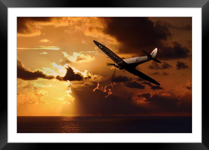 Spitfire Over The Water Framed Mounted Print by J Biggadike