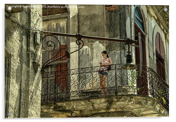  The Girl on the Balcony  Acrylic by Rob Hawkins