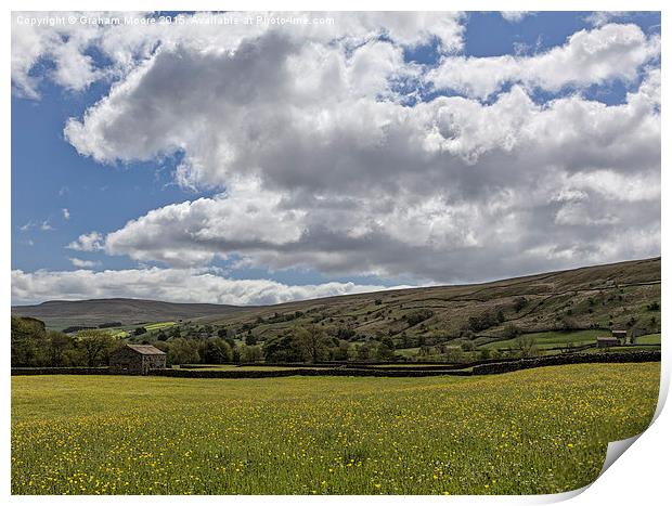 Muker meadows big sky Print by Graham Moore