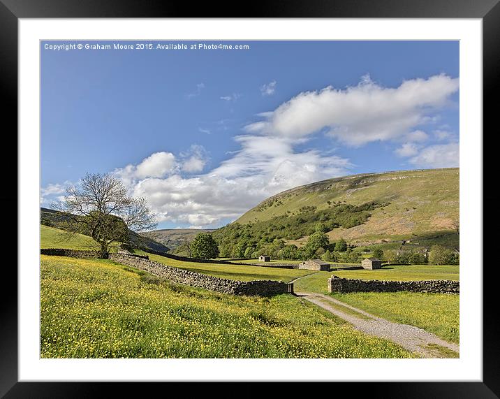 Muker meadows blue sky Framed Mounted Print by Graham Moore