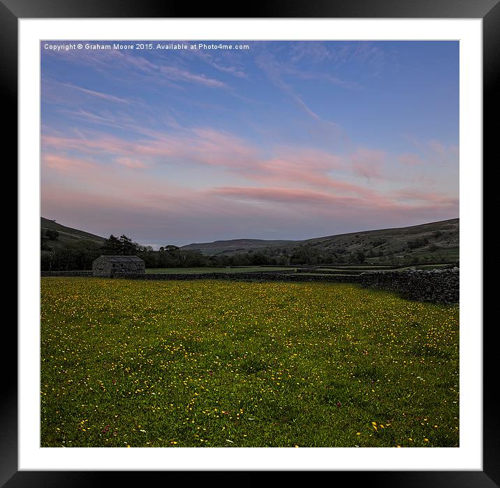Muker meadows sunset Framed Mounted Print by Graham Moore