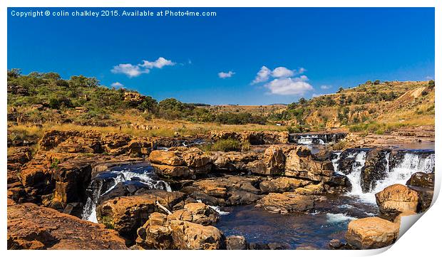  Waterfalls at the Upper Blyde River Canyon Print by colin chalkley