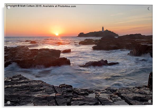  Godrevy Point Sunset Acrylic by Matt Cottam