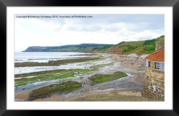  ROBIN HOODS BAY BEACH Framed Mounted Print by Anthony Kellaway