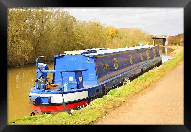  CANAL BARGE Framed Print by Anthony Kellaway