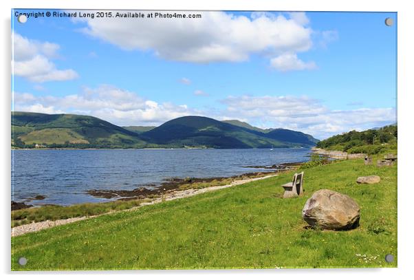  Seat with a View of Loch Long, Scotland Acrylic by Richard Long